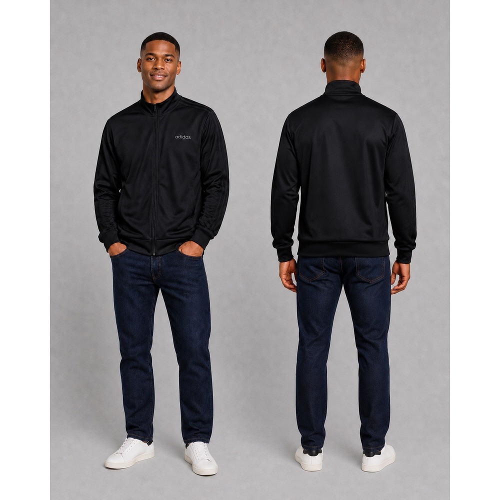Adidas Tricot Track Jacket Men's Black Tonal 3-Stripes Full Zip XL